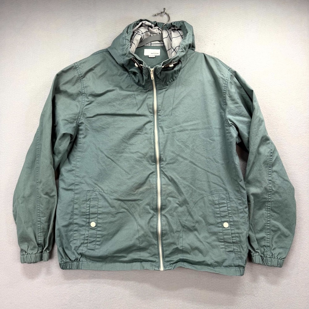 Craft+Flow Lightweight Jacket Men XL Sage Green Cotton Long Sleeve Hooded Zip-Up